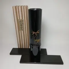 共箱付き　特選輪島塗　手桶型花立　つた蒔絵　漆器　茶道具　手桶型花生 共箱付き 特選輪島塗 手桶型花立 つた蒔絵 漆器 茶道具 手桶型花生