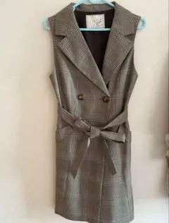 【未使用】nanoチェック柄ノースリーブワンピース