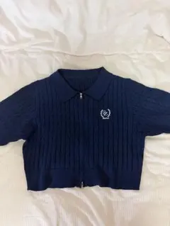 ネイビーショートニット