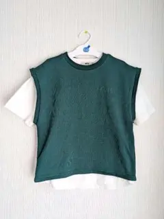 MPS. ダークグリーン レイヤードTシャツ 1302枚重ね着春秋男の子子供服