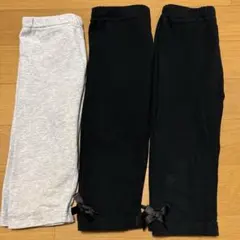 レギンス　90 95 無地　7分　黒　グレー　パンツ　ベビー　子供　薄手　膝下