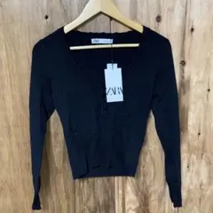 【 3040番】ZARA ニット　未使用　ブラック　レディMのサムネイル