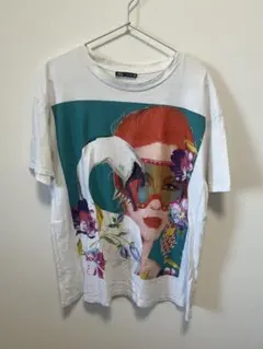 FDQO アート Tシャツ 白 ZARA ザラ 白鳥 花 フラワー グラフィックのサムネイル