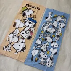 スヌーピーフェイスタオル　ブルー　ベージュSNOOPYブラザー　PEANUTS