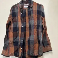 GLOBAL WORK フレンチリネンチェックシャツ S