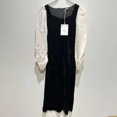 【新品】韓国　ワンピース　ベロア　黒　ロングワンピース　ブラック