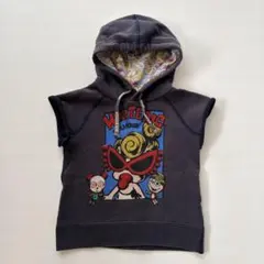 【美品】ヒステリックミニ ノースリーブ パーカー 95cm 総柄 フード