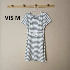 ViS ボーダーワンピース 半袖 ベルト付きのサムネイル