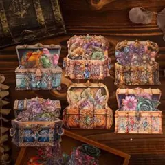 【M06】シール 6種120枚 ステッカー 花 貝 リボン 月 コラージュ素材