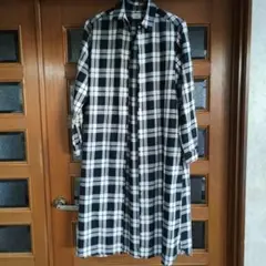 栗原　はるみ　チェック柄 長袖シャツワンピース
