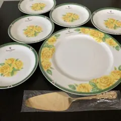 GIOVANNI Valentino プレート 6枚セット 黄色バラ サーバー付