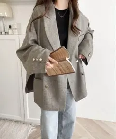 サイド スリット オーバーサイズ ダブルジャケット（ユニセックス）