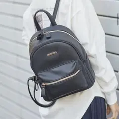 合皮ミニリュック Honeys ブラック ポケットのサムネイル