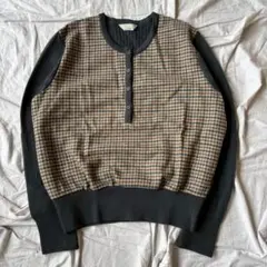 Aquascutum 千鳥格子柄 長袖ポロニット　短丈　ノームコア　カジュアルのサムネイル