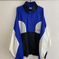 【古着】90s Reebok リーボックナイロンジャケット　刺繍ロゴ　ブルー