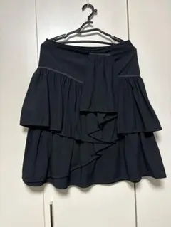 ZARA BASIC ブラックフリルスカート USA S