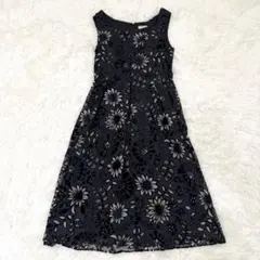 シビラ ステンドグラス タックフレアワンピース 花柄 ベロア L 日本製