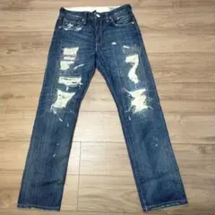 ★リーバイス505★W32 ダメージ加工 スリムストレートジーンズ Levis