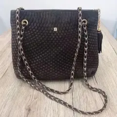 【良品】BALLYバリー/チェーンショルダーバッグ/スエードレザー