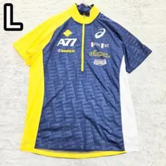 アシックスASICS　A77　サイクリング　ランニング　ジップアップ　Ｌネイビー