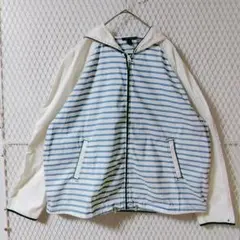 トミーヒルフィガーナイロンジャケットパーカーボーダー刺繍ロゴ大きいXXL古着