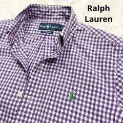 ラルフローレン ロゴ刺繍 ギンガムチェック BDシャツ パープル