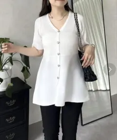 セール中♡prose verse ハートボタン半袖ニットカーディガン M