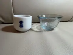 お猪口 2点セット ガラス×陶器 黄桜 酒器 ぐい呑み 盃
