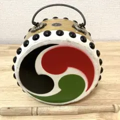 昭和レトロ　巴太鼓　バチ付き　45号　本革　楽器のサムネイル