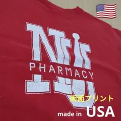 【90s 刺繍タグ】フェードレッド赤×両面プリント アメリカ製リバースウィーブ