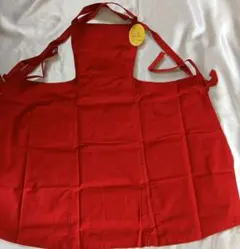 Sybilla casa　綿　サロン　エプロン　ロゴ　ステッチ(暗め赤)