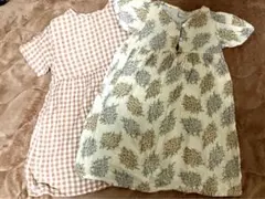 チェック柄、花柄のワンピース 2枚セット