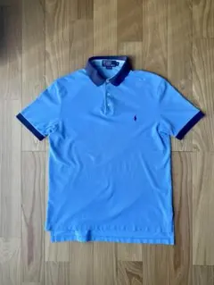 【人気】Polo Ralph Lauren 刺繍ロゴ　半袖ポロシャツ　水色　M