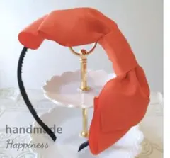 【B-21・オレンジ】ビッグリボン・カチューシャ(キッズ・大人用)