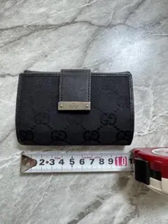 【良品】GUCCI ブラック GG柄 カードケース 名刺入れ レザー