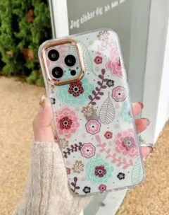 【新品】韓国デザイン✨iPhone11 スマホケース 花柄 ピンクゴールド