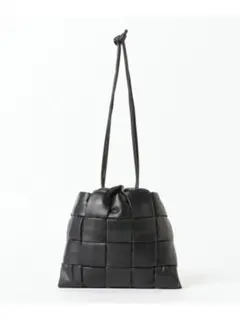 BEAMS HEART フェイクレザー編み 巾着バッグ ビームスハート