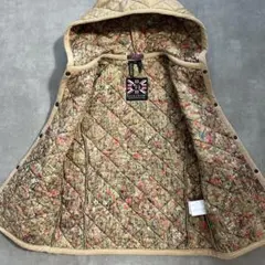 【美品】ラベンハム リバティ柄　キルティングベスト M ベージュ 花柄 英国製