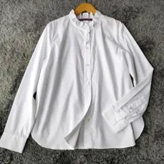 美品 コントワーデコトニエ ユニクロ ストレッチコットンフリルシャツ L 白