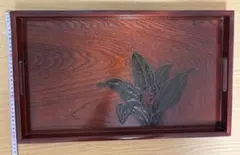 木製 盆 植物彫刻付き 約40cm x 25cm