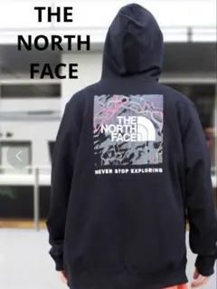 海外限定　ザノースフェイス ボックスロゴ　ブラック　パーカー 裏起毛　XL