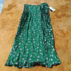 タグ付GU×UNDERCOVER グリーン花柄コンビネーションロングスカート L