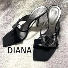 sA158 DIANAダイアナ/オープントゥヒール蝶スパンコールデザインパンプス