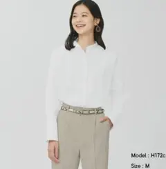 GU　バンドカラースリットロングシャツ　S