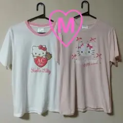 しまむら辻希美 Angecharme キティサガラ刺繍Tシャツ&リボンTシャツM