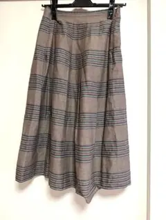 ブラウン ボーダー柄 フレアスカート