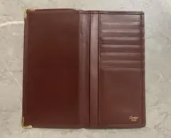 m*e様 Cartier マストライン 二つ折り長札入れ 長財布 ボルドー ゴー