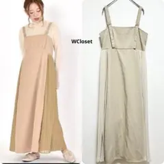 w closet サイドプリーツワンピース ブラウン ジャンパースカート　重ね着