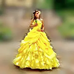 カラードレス　ウェディングドレス　黄色