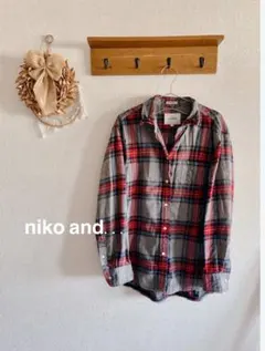 チェックシャツ 長袖シャツ グレー レッド カジュアル　niko and...
